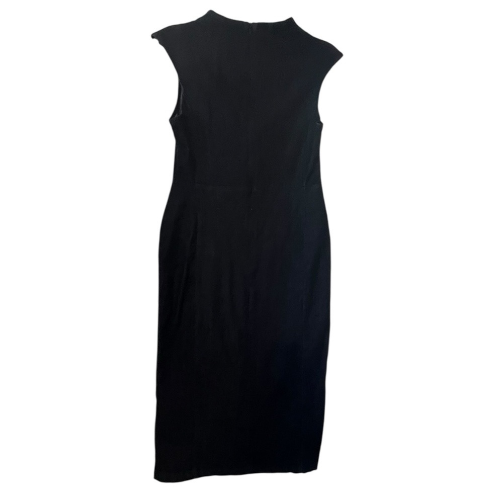 Zara Dark Navy Denim Midi Dress with Front Slit Cap Sleeve Jean Dress Size M - Picture 6 of 9